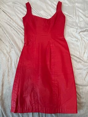 Vintage 1980s Michael Hoban North Beach red leather tank dress